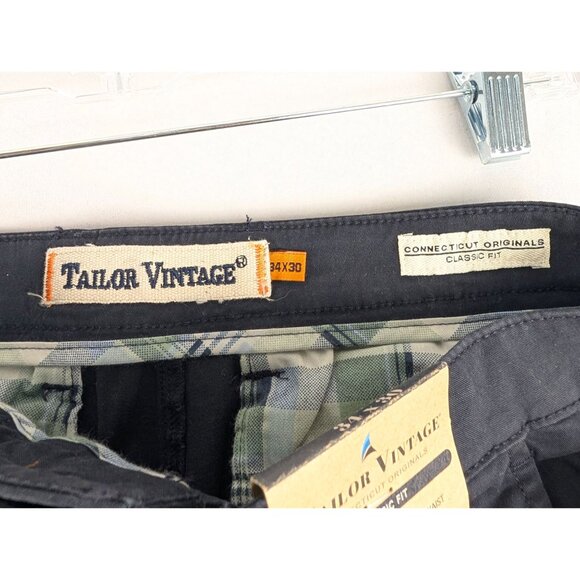 Tailor Vintage Pants Mens 34x30 Navy Blue Straight Leg Relaxed Chino - Picture 2 of 9